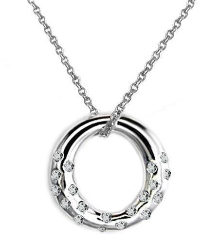 LOAS1319 - High polished (no plating) 925 Sterling Silver Chain Pendant with AAA Grade CZ in Clear