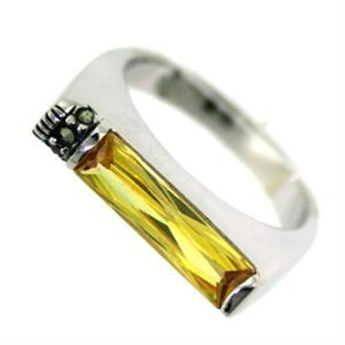 Load image into Gallery viewer, LOAS724 - Rhodium 925 Sterling Silver Ring with AAA Grade CZ in Citrine
