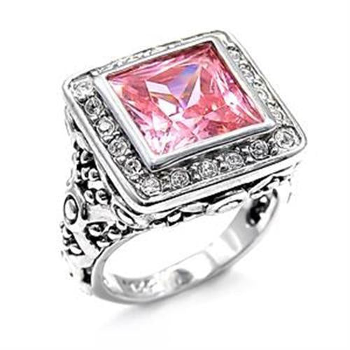Load image into Gallery viewer, LOAS758 - Rhodium 925 Sterling Silver Ring with AAA Grade CZ in Rose

