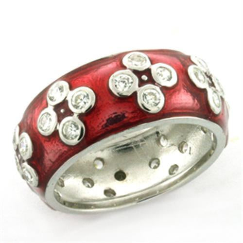 Load image into Gallery viewer, LOAS728 - Rhodium 925 Sterling Silver Ring with Epoxy in Rose

