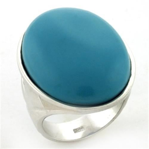 Load image into Gallery viewer, LOAS760 - Rhodium 925 Sterling Silver Ring with Synthetic Synthetic Stone in Turquoise
