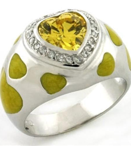 LOAS761 - Rhodium 925 Sterling Silver Ring with AAA Grade CZ in Topaz