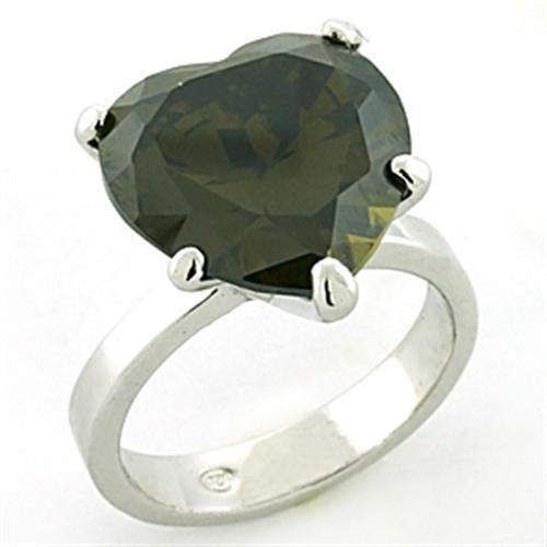 Load image into Gallery viewer, LOAS766 - Rhodium 925 Sterling Silver Ring with AAA Grade CZ in Olivine color
