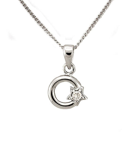LOA1354 - Rhodium Brass Chain Pendant with AAA Grade CZ in Clear