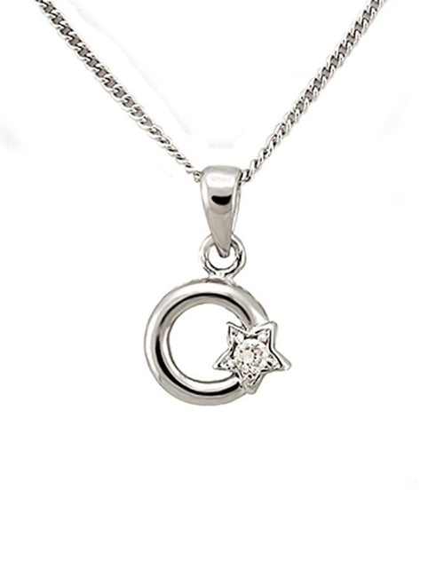 Load image into Gallery viewer, LOA1354 - Rhodium Brass Chain Pendant with AAA Grade CZ in Clear
