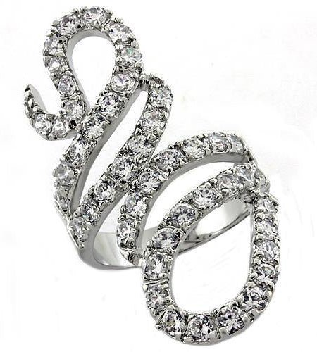 LOA1014 - Rhodium Brass Ring with AAA Grade CZ in Clear