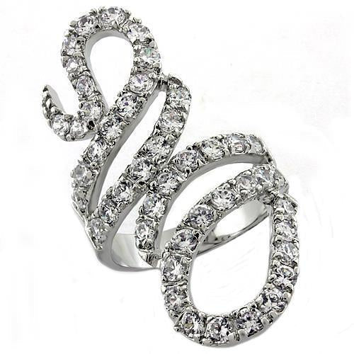 Load image into Gallery viewer, LOA1014 - Rhodium Brass Ring with AAA Grade CZ in Clear
