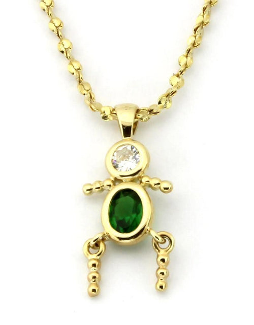 Load image into Gallery viewer, LOA1358 - Gold Brass Chain Pendant with AAA Grade CZ in Emerald
