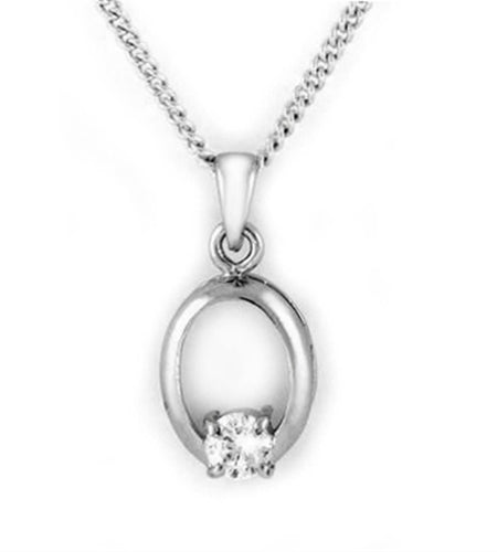LOA1360 - Rhodium Brass Chain Pendant with AAA Grade CZ in Clear