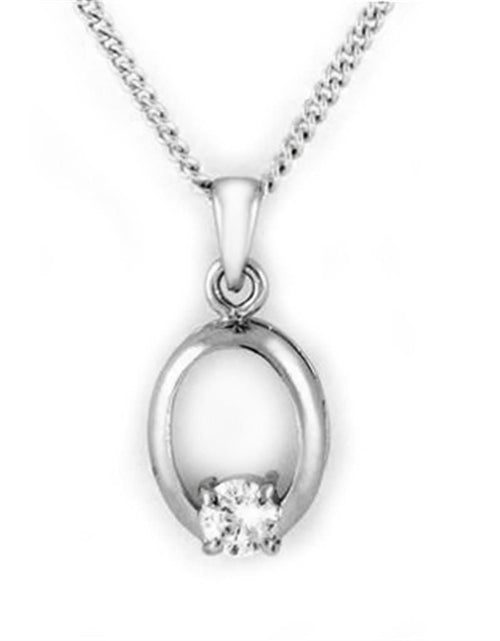 Load image into Gallery viewer, LOA1360 - Rhodium Brass Chain Pendant with AAA Grade CZ in Clear
