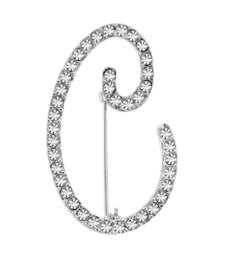 LOA1361 - Rhodium Brass Brooches with Top Grade Crystal in Clear