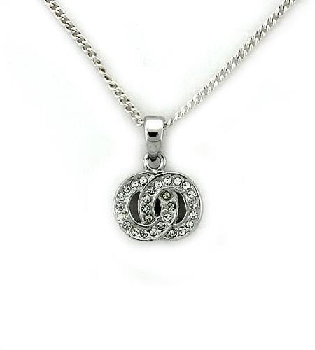 LOA1163 - Rhodium Brass Chain Pendant with Top Grade Crystal in Clear