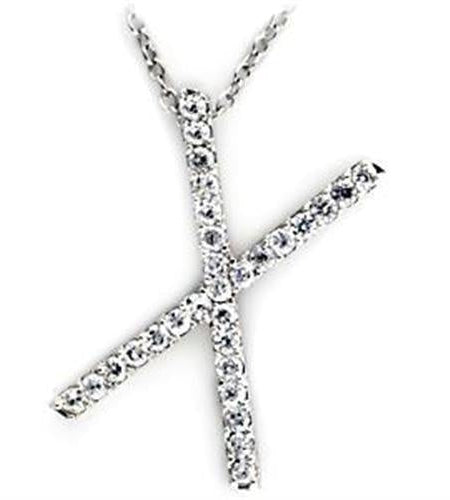 LOA267 - High-Polished 925 Sterling Silver Pendant with AAA Grade CZ in Clear