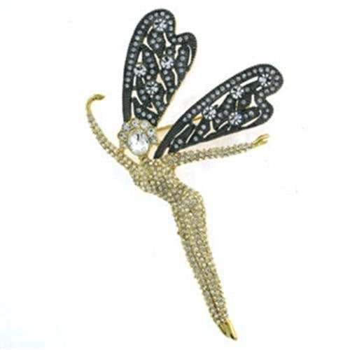 Load image into Gallery viewer, LOA280 - Gold Brass Brooches with Top Grade Crystal in Clear
