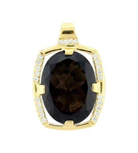 LOA373 - Gold 925 Sterling Silver Pendant with AAA Grade CZ in Smoky Topaz