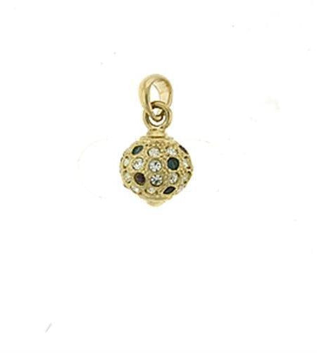 LOA393 - Gold Brass Pendant with Top Grade Crystal in Multi Color