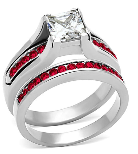 LOA1362 - High polished (no plating) Stainless Steel Ring with AAA Grade CZ in Multi Color