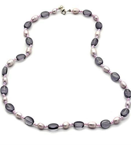 LOS066 - Silver 925 Sterling Silver Necklace with Synthetic Synthetic Glass in Amethyst