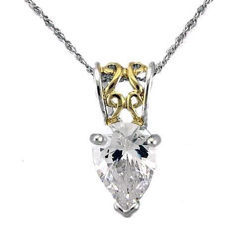 Load image into Gallery viewer, LOAS783 - Reverse Two-Tone 925 Sterling Silver Chain Pendant with AAA Grade CZ in Clear
