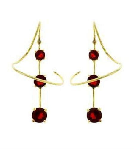 LOAS798 - Gold 925 Sterling Silver Earrings with AAA Grade CZ in Ruby