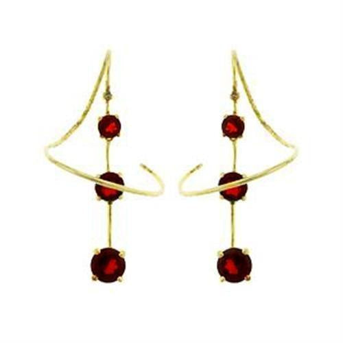 Load image into Gallery viewer, LOAS798 - Gold 925 Sterling Silver Earrings with AAA Grade CZ in Ruby
