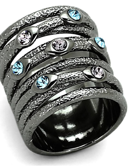 Load image into Gallery viewer, LOA883 - Ruthenium Brass Ring with Top Grade Crystal in Multi Color
