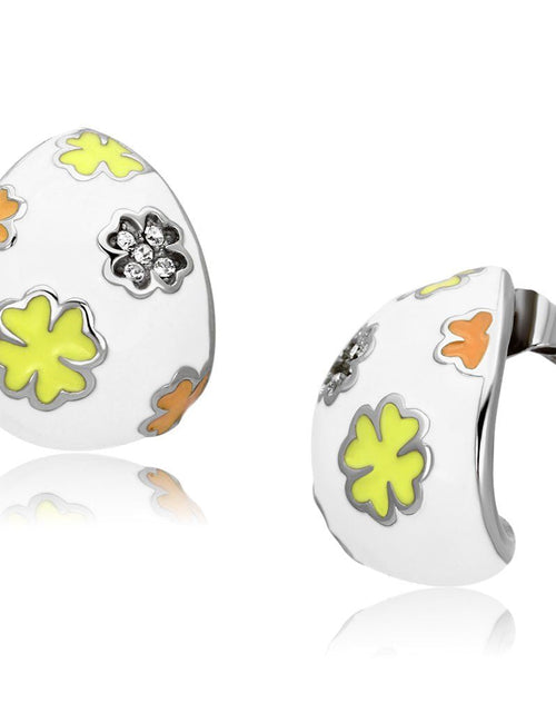 Load image into Gallery viewer, TK1043 - High polished (no plating) Stainless Steel Earrings with Top Grade Crystal in Clear
