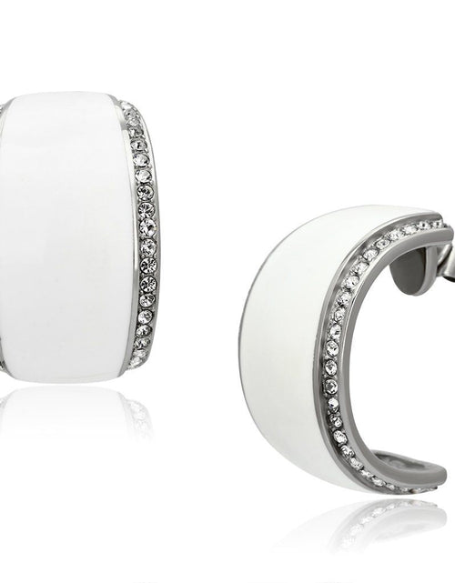 Load image into Gallery viewer, TK1046 - High polished (no plating) Stainless Steel Earrings with Top Grade Crystal in Clear
