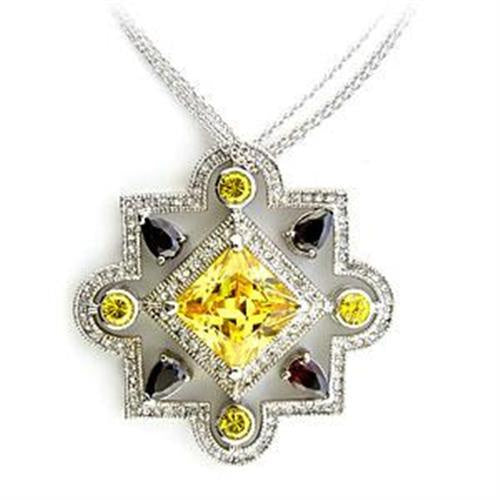 Load image into Gallery viewer, LOA557 - Rhodium 925 Sterling Silver Necklace with AAA Grade CZ in Multi Color
