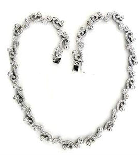 LOA558 - Rhodium 925 Sterling Silver Necklace with AAA Grade CZ in Clear