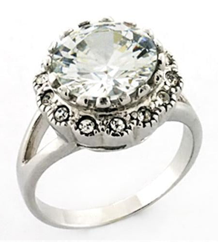LOA638 - Rhodium 925 Sterling Silver Ring with AAA Grade CZ in Clear