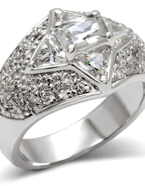 Load image into Gallery viewer, LOA477 - High-Polished 925 Sterling Silver Ring with AAA Grade CZ in Clear
