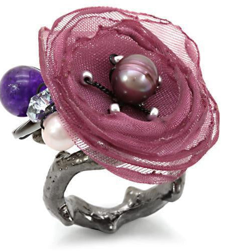 LOA600 - Antique Tone Brass Ring with Assorted in Multi Color