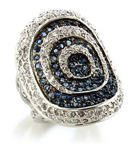 LOA575 - Rhodium + Ruthenium Brass Ring with Synthetic Spinel in Montana