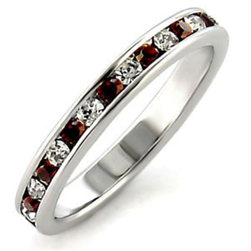 Load image into Gallery viewer, LOA508 - High-Polished 925 Sterling Silver Ring with Top Grade Crystal in Garnet
