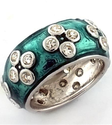 LOA637 - Rhodium 925 Sterling Silver Ring with AAA Grade CZ in Clear