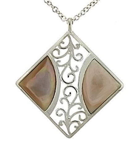 LOA532 - High-Polished 925 Sterling Silver Chain Pendant with Precious Stone Conch in Rose