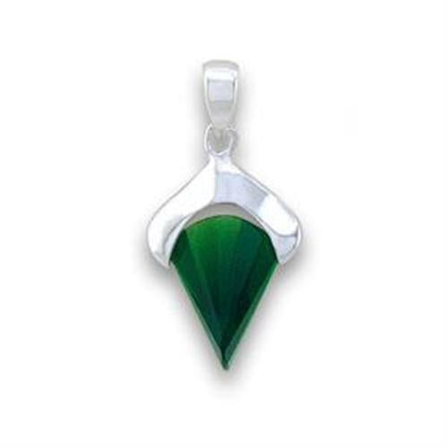 Load image into Gallery viewer, LOA564 - Silver 925 Sterling Silver Pendant with Synthetic Synthetic Glass in Emerald
