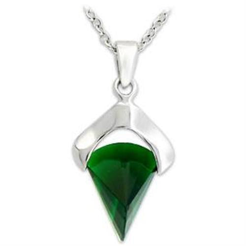 Load image into Gallery viewer, LOA566 - Silver 925 Sterling Silver Pendant with Synthetic Synthetic Glass in Emerald

