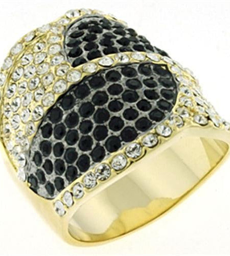 LOA607 - Gold & Brush Brass Ring with Top Grade Crystal in Multi Color