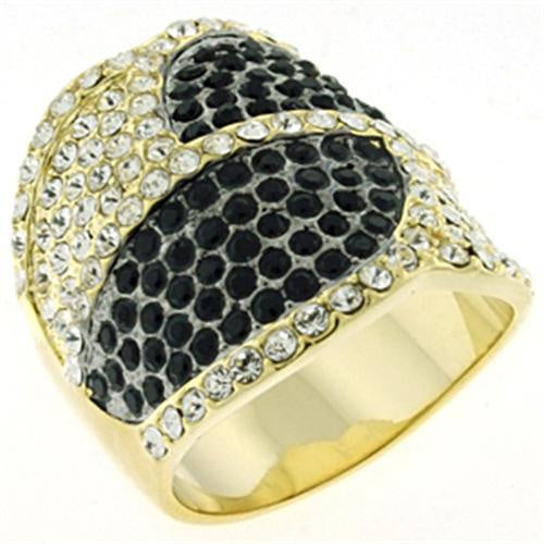Load image into Gallery viewer, LOA607 - Gold &amp; Brush Brass Ring with Top Grade Crystal in Multi Color
