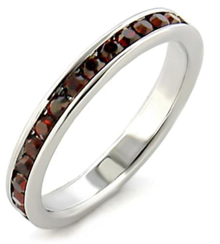 LOA509 - High-Polished 925 Sterling Silver Ring with Top Grade Crystal in Garnet