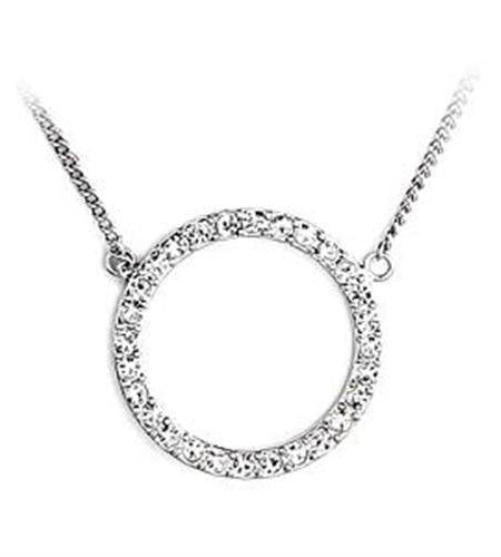 LOA478 - Rhodium Brass Necklace with Top Grade Crystal in Clear