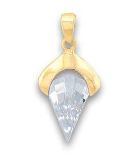LOA632 - Gold Brass Pendant with AAA Grade CZ in Clear