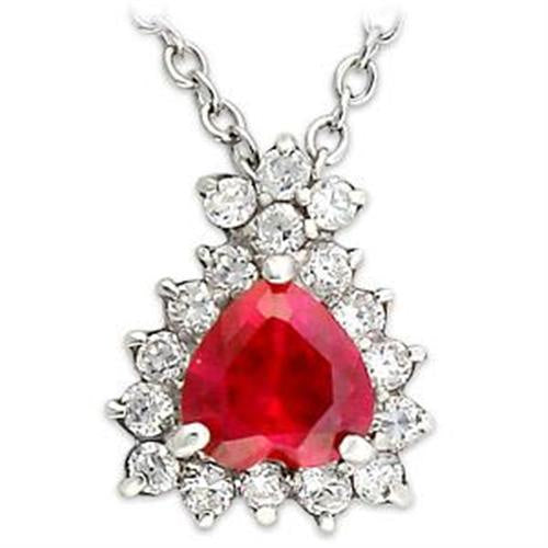 Load image into Gallery viewer, LOA636 - High-Polished 925 Sterling Silver Chain Pendant with Synthetic Corundum in Ruby
