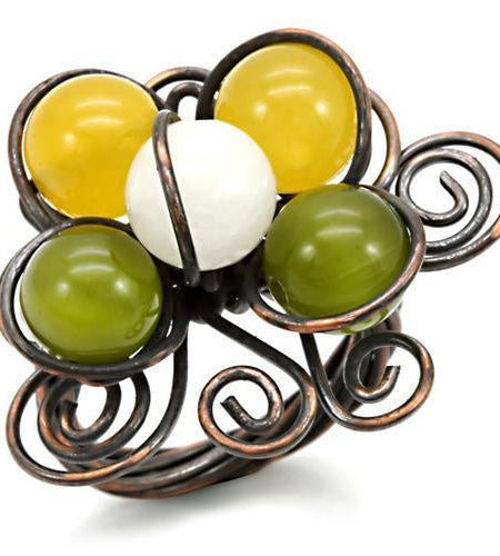 LOA598 - Antique Tone Brass Ring with Assorted in Multi Color