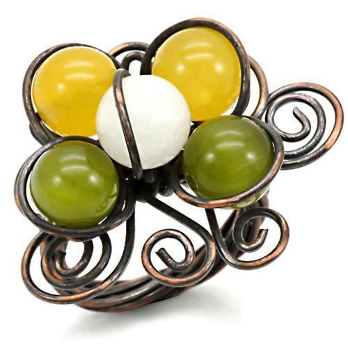 Load image into Gallery viewer, LOA598 - Antique Tone Brass Ring with Assorted in Multi Color

