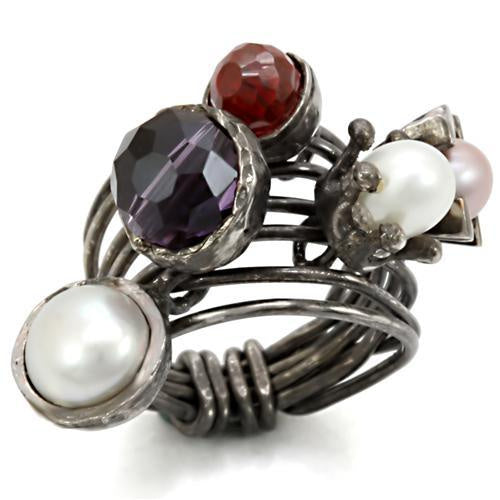 Load image into Gallery viewer, LOA599 - Antique Tone Brass Ring with Assorted in Multi Color
