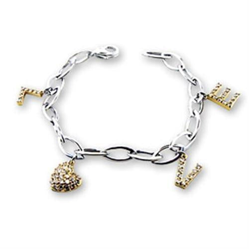 Load image into Gallery viewer, S56206 - Reverse Two-Tone 925 Sterling Silver Bracelet with AAA Grade CZ in Clear
