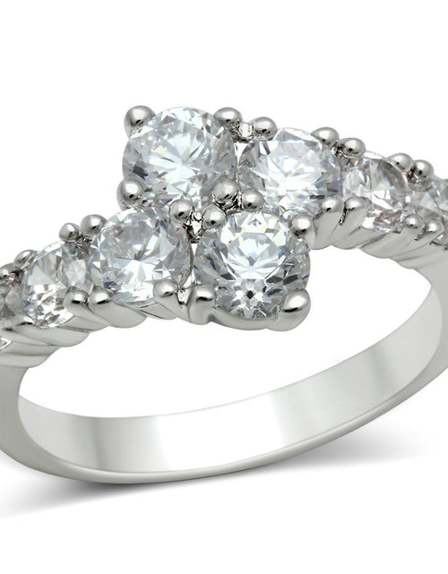 Load image into Gallery viewer, 3W132 - Rhodium Brass Ring with AAA Grade CZ in Clear
